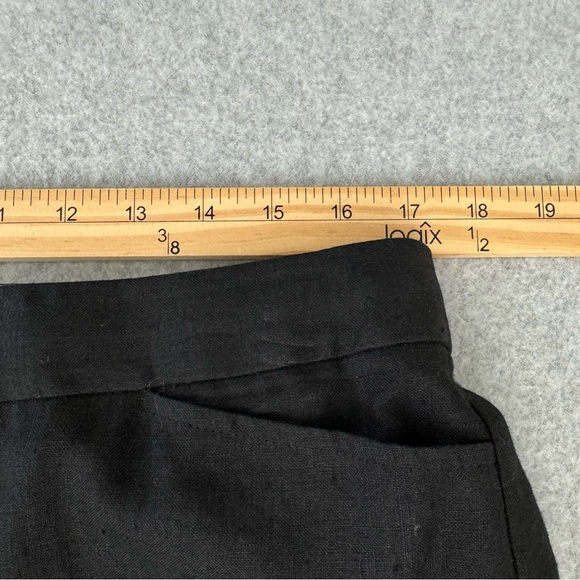 Talbots Womens Pants Size 12 Petite Linen Capri Culottes 34 x 21 Black Pockets - Picture 11 of 15